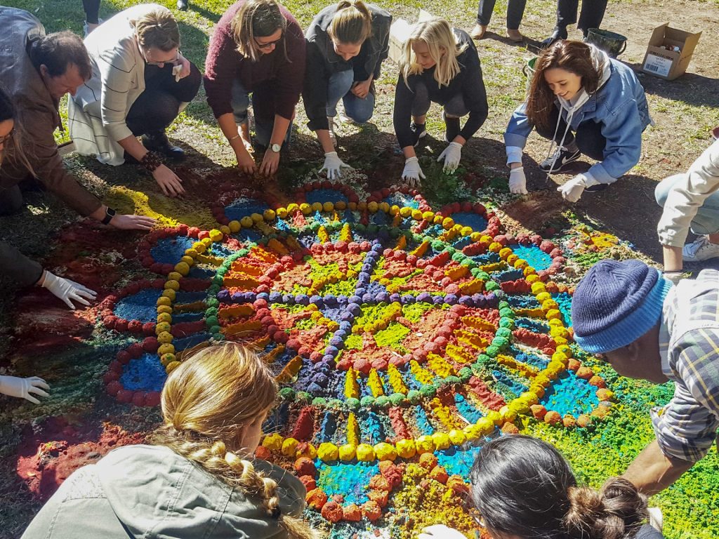 students staff university of sydney lidcombe walangari sustainable sand painting